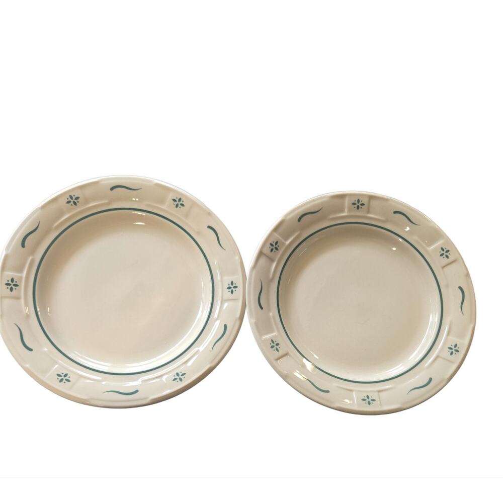 Longaberger Pottery Set of 2 Woven Traditions Bread & Butter Plates Green